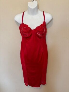 Aria Red Lace Cup Slip with Adjustable Straps